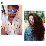 RabbitStorm Gafas de Sol de Madera de Bambú con Azul Lente Polarizada de Protección UV en Vintage Wayfarer Style- Gafas de Sol Modelo Niza - Bamboo -Unisex (Azul)