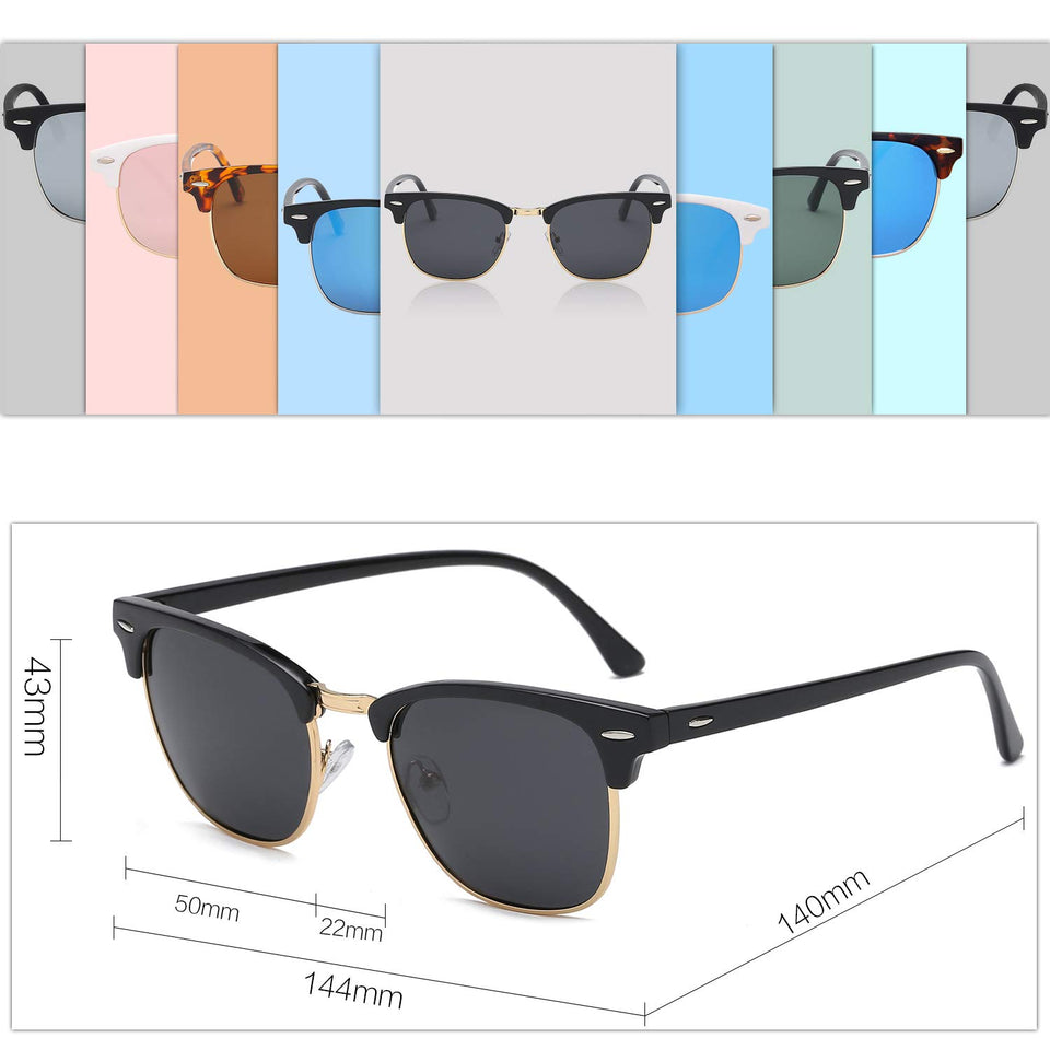 SojoS Lentes De Sol Rimless Cudrado Polarizado Con Tache SJ5018