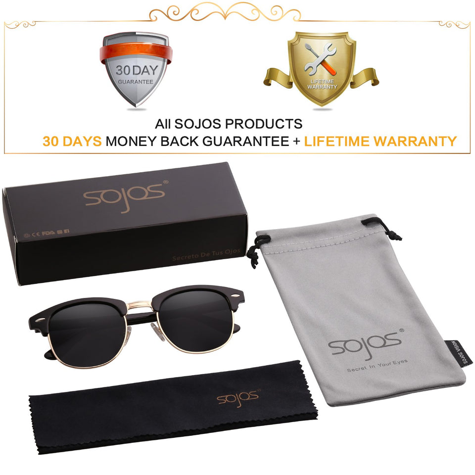 SojoS Lentes De Sol Rimless Cudrado Polarizado Con Tache SJ5018