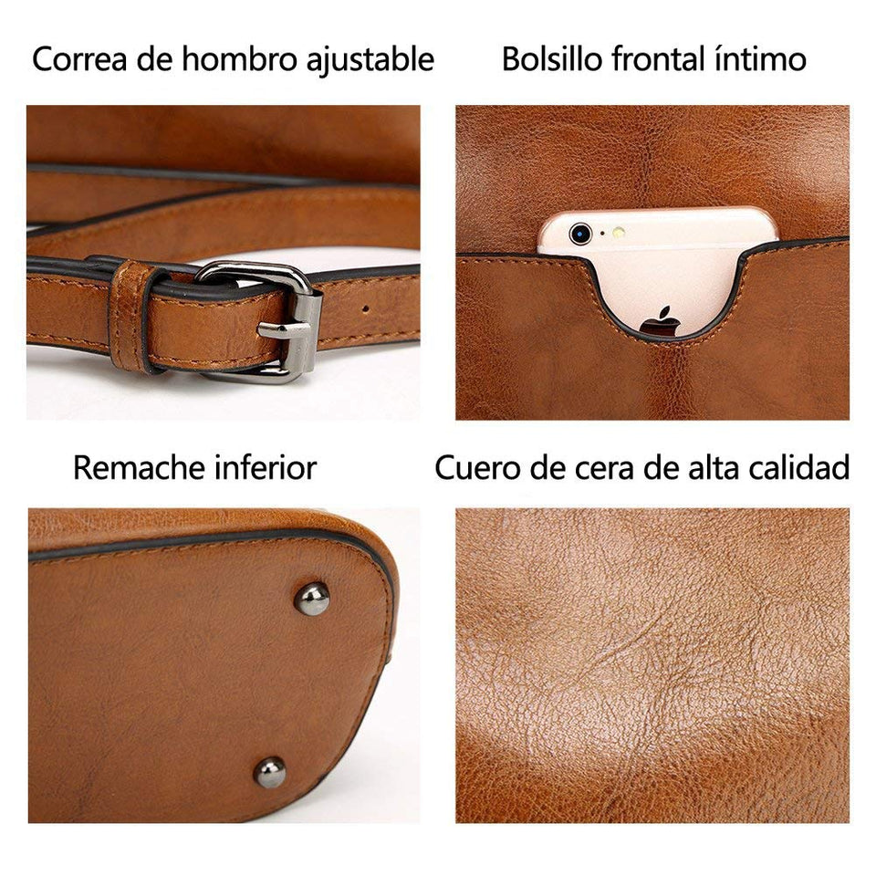 Mujer Tote Bolsa Dama Moda Bolso de Mano con Asa Bandolera - Gran Capacidad Suave PU Cuero Señora Bolsos de Hombro
