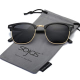 SojoS Lentes De Sol Rimless Cudrado Polarizado Con Tache SJ5018