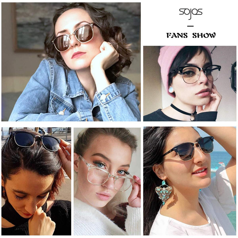 SojoS Lentes De Sol Rimless Cudrado Polarizado Con Tache SJ5018