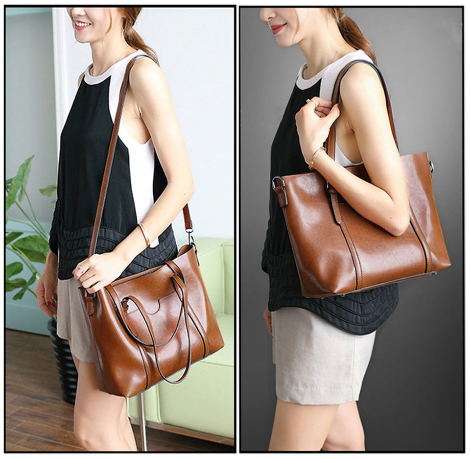 UTO - Bolsa Tote de Mujer Dama Cuero Sintético Suave Bolsas de Hombro Gran Capacidad Shopper