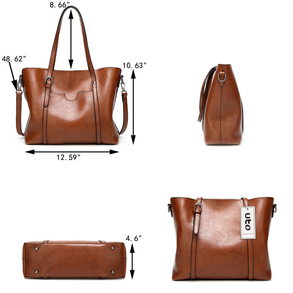 UTO - Bolsa Tote de Mujer Dama Cuero Sintético Suave Bolsas de Hombro Gran Capacidad Shopper