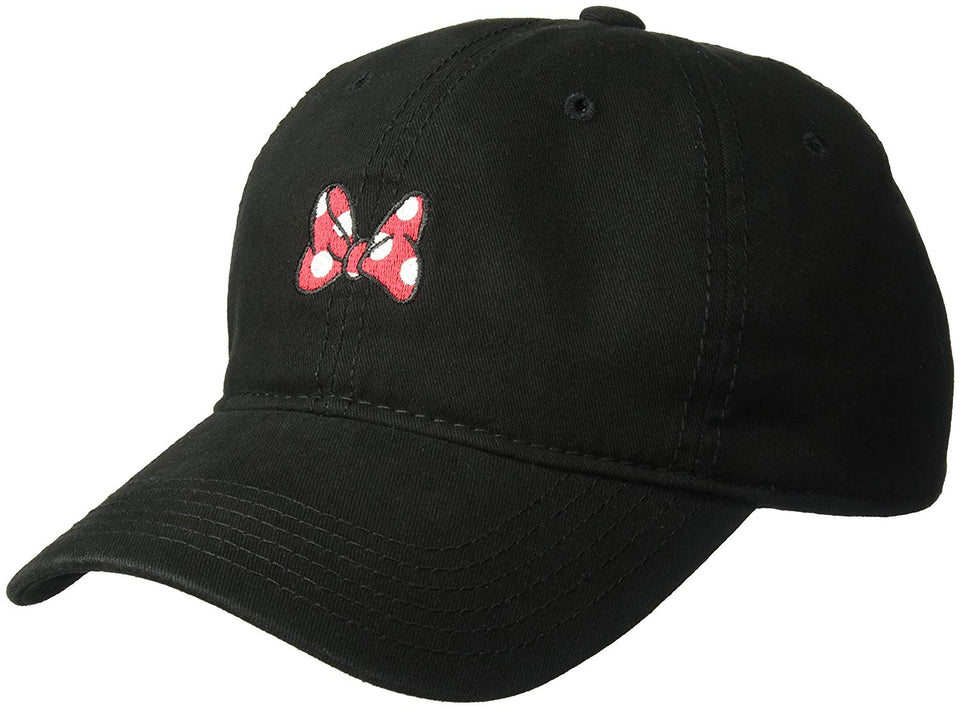Disney Minnie Mouse - Gorra de béisbol Lavada, Ajustable, con Diapositiva, Color Negro, Talla única
