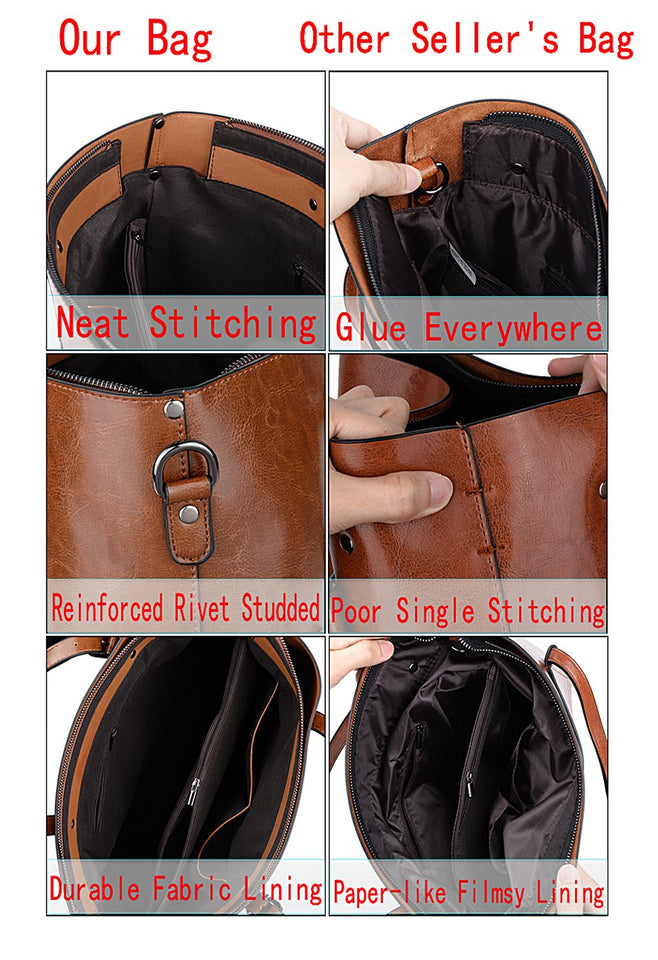 UTO - Bolsa Tote de Mujer Dama Cuero Sintético Suave Bolsas de Hombro Gran Capacidad Shopper