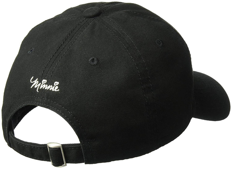 Disney Minnie Mouse - Gorra de béisbol Lavada, Ajustable, con Diapositiva, Color Negro, Talla única